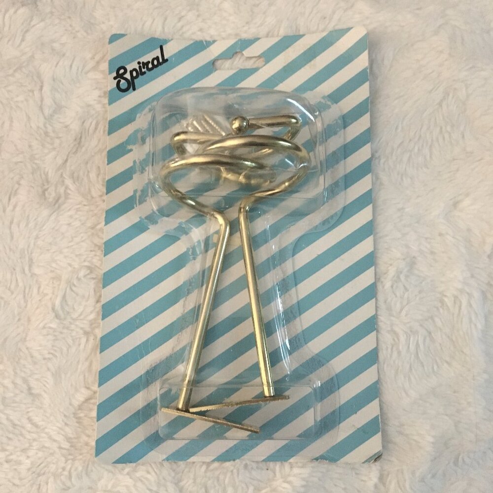 NWT Bouclair Vintage Gold Metal Spiral Curtain Brackets Set 2 Hollywood Regency